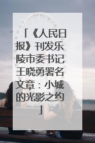 《人民日报》刊发乐陵市委书记王晓勇署名文章：小城的光影之约